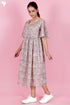 Mulmul Cotton Gathered Dress In Block Print